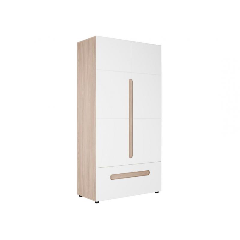 Шкаф 2 дв Палермо 3 с ящиком и зеркалом, ясень шимо светлый/белый глянец Шкаф 2 дв Палермо 3 с ящиком и зеркалом, ясень шимо светлый/белый глянец