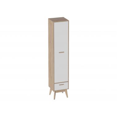 Шкаф 1 дв Калгари, дуб светлый натуральный/белый матовый 418x450x2200 мм.
