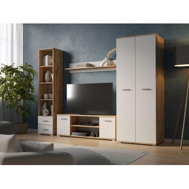 Гостиная Рио 3, дуб вотан/белый 2391x506x1800 мм.