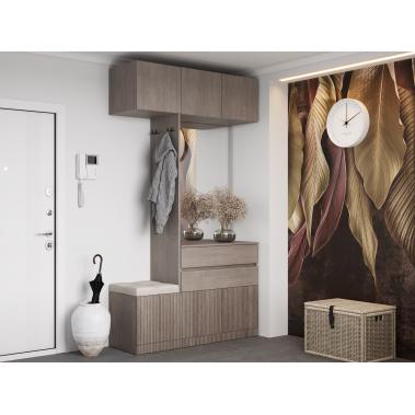 Прихожая Кантри 7, тира/кадена вуд/бежевый велюр 1350x450x2400 мм.