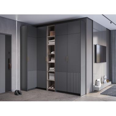 Прихожая Пандора 3, дуб смоки/графит/базальт 2257x860x2400 мм.