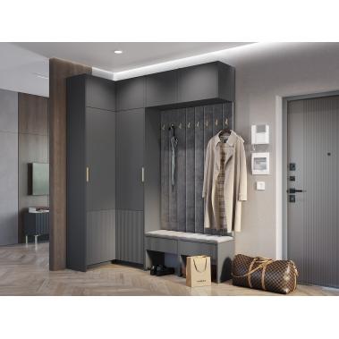 Прихожая Пандора 6, графит/базальт/грифельный велюр 1911x860x2400 мм.